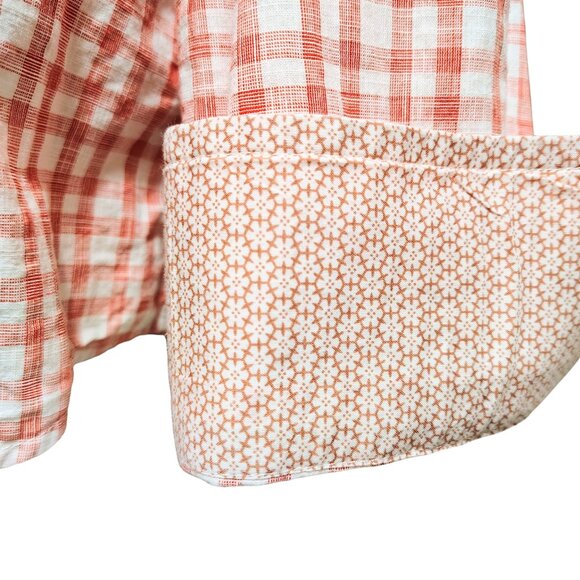 Joseph Abboud Plaid Button-Up Shirt Red White Gingham Contrast Cuff Men’s Size L - Picture 4 of 6